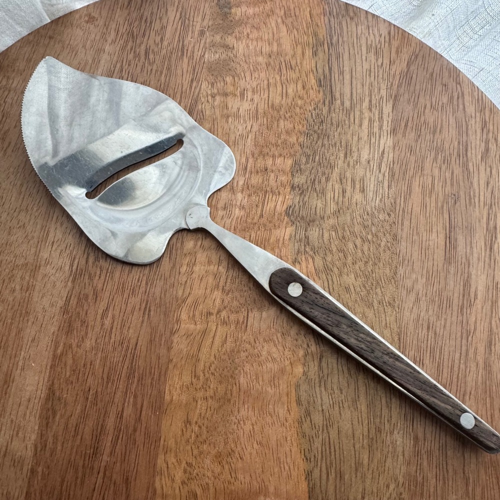 Vintage Stainless Steel Cheese Slicer Cutter Japanese Wood Handle Midcentury MCM
